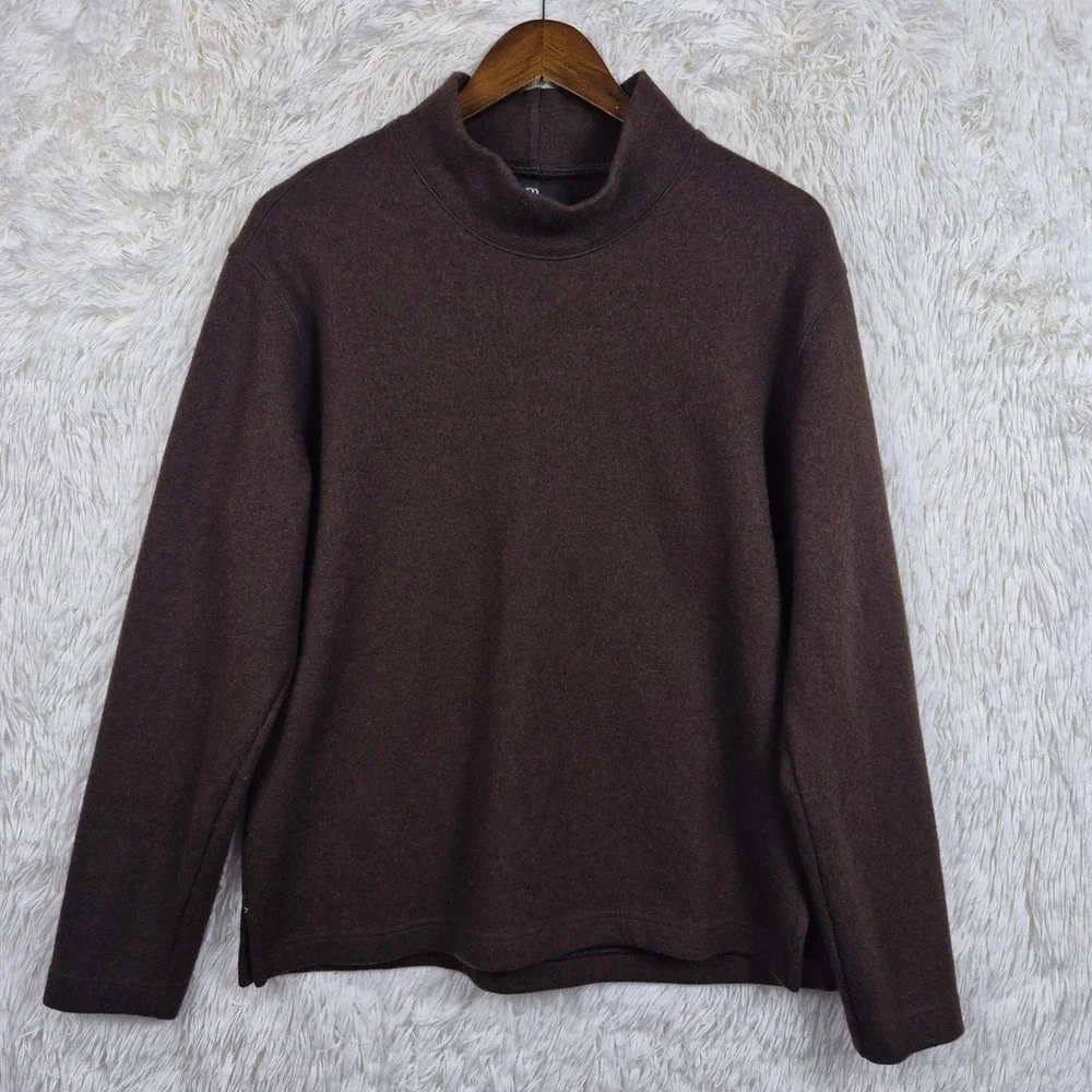 Banana Republic Chocolate Brown Brushed Wool Mock Neck Sweater Mens S Cozy Luxe